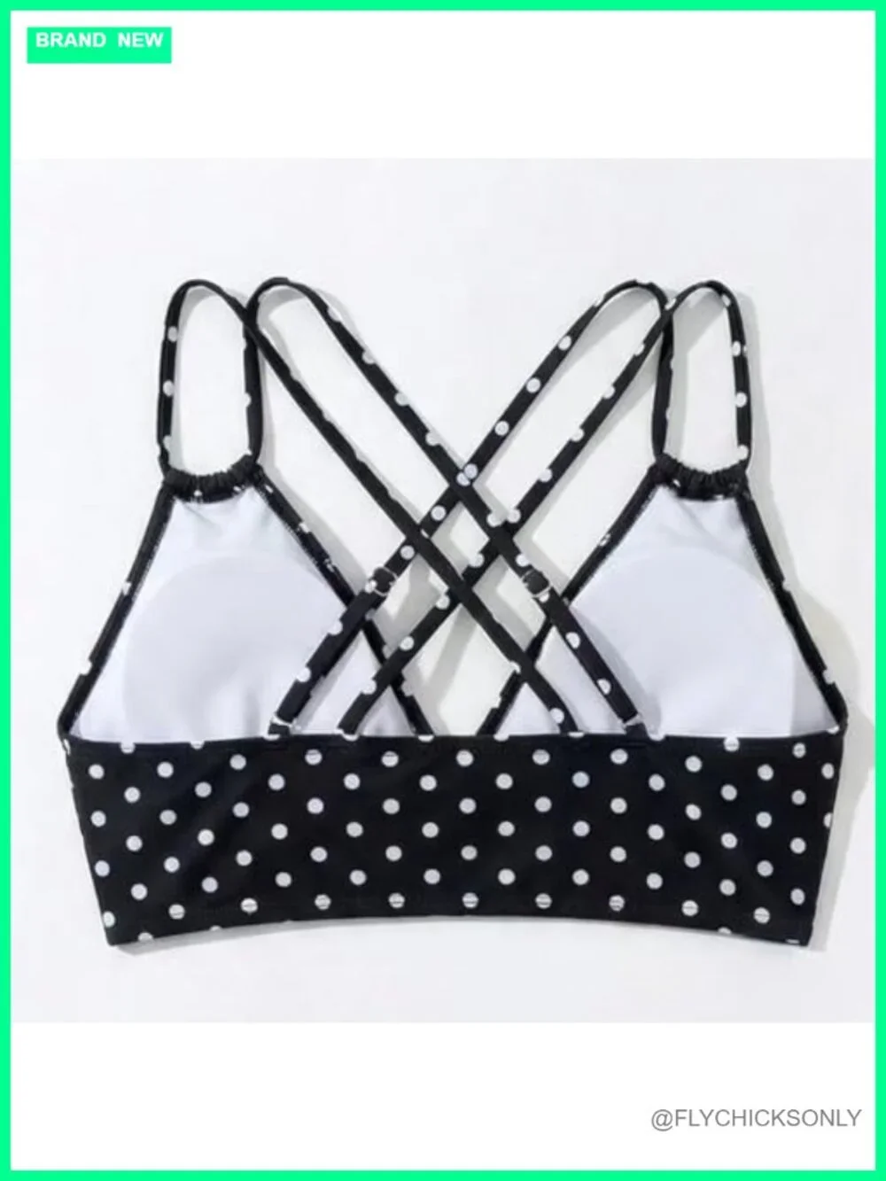 Women's Push Up V-Neck Bikini Top Criss Cross Back Padded Bathing Suit Top